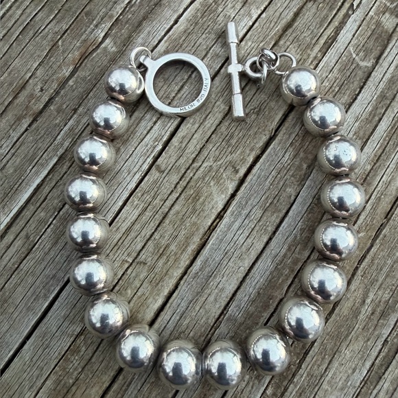 Milor Italy Jewelry - Vintage Milor 925 Italy Silver Ball Bracelet 7”-8” Toggle Clasp Preowned